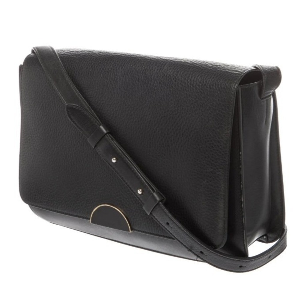 Cuyana Black Pebbled Leather Crossbody Bag Gold Half Moon Hardware Made in Italy - Picture 2 of 6